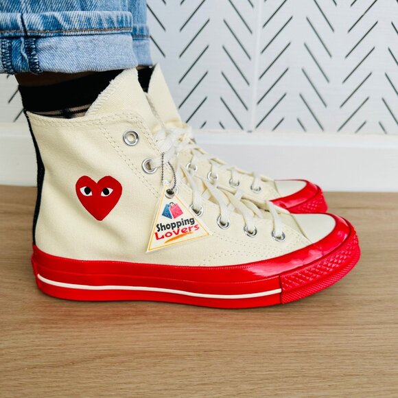 ❤️Converse Chuck All Star 70 Hi Comme des Garcons PLAY 10.5 Womens Shoes A01794C - Picture 3 of 13